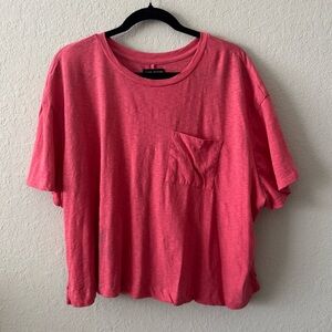 Hot Pink Cropped T-Shirt with Pocket